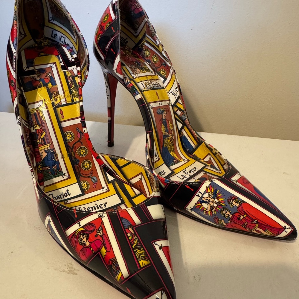 Christian Louboutin Multicolor Tarot Print Heels - Picture 1 of 5